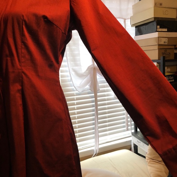 New York & Company Shirt Dress Long Sleeve Red - Picture 3 of 4